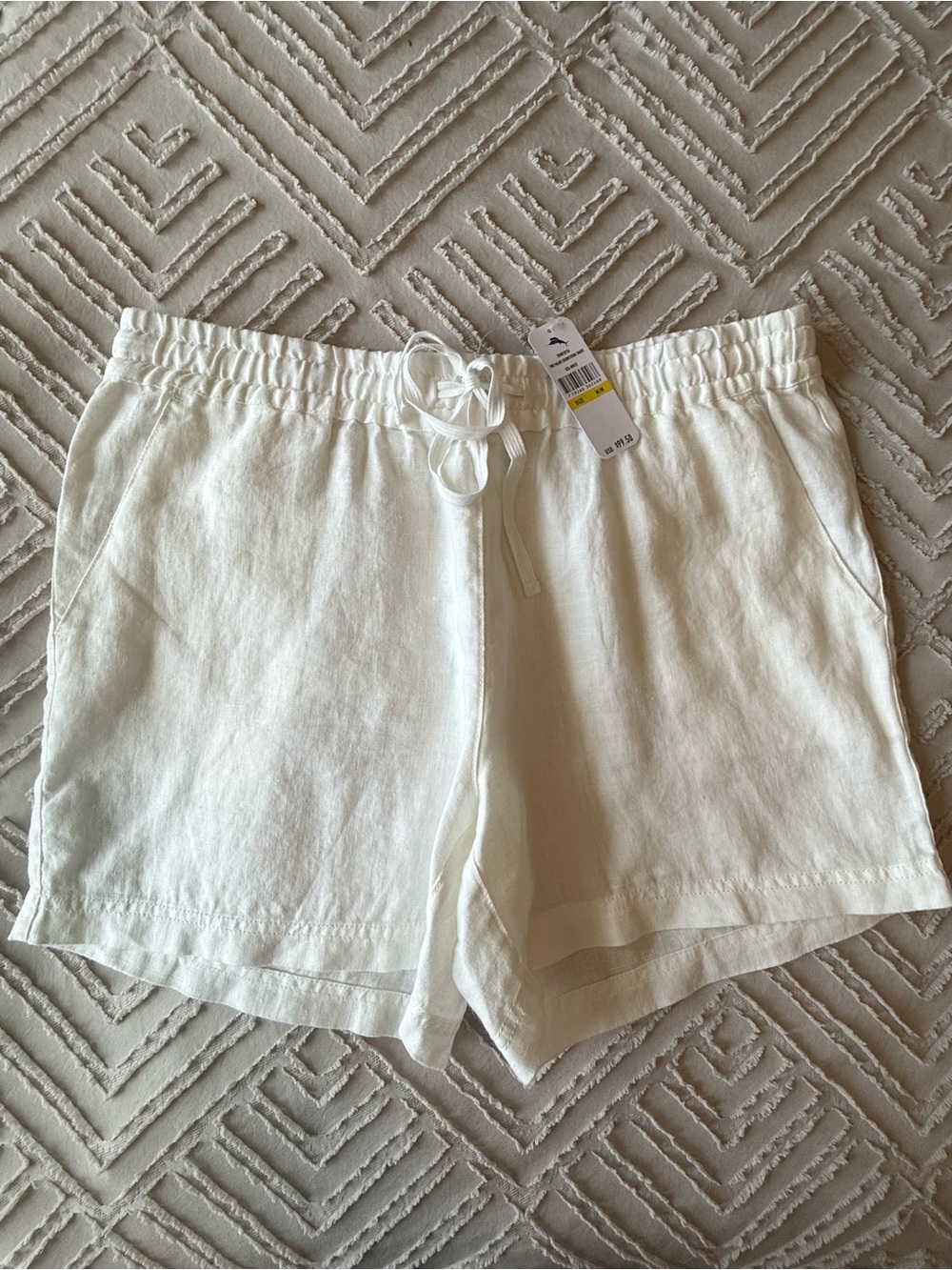 NWT Tommy Bahama White Linen Drawstring Shorts | M